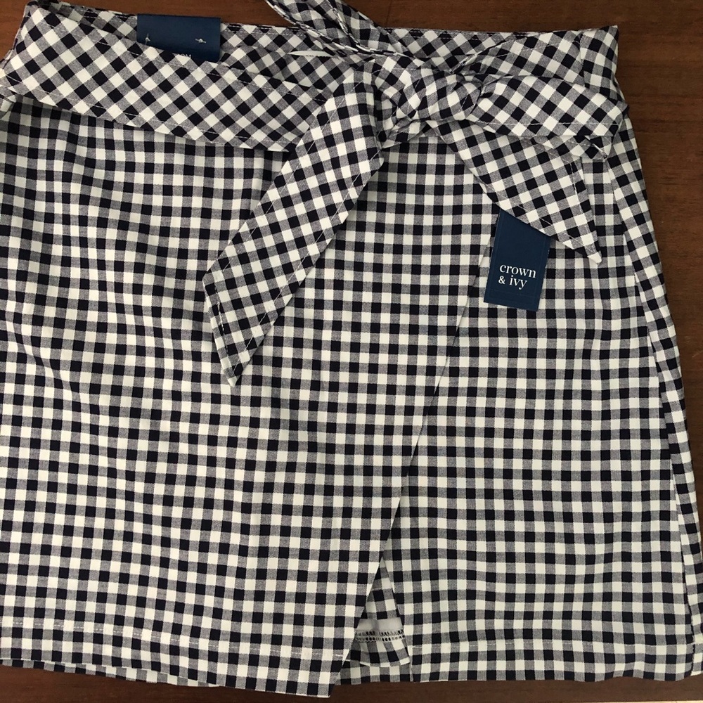 Navy & White Gingham Skort